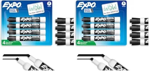 EXPO Dry Erase Markers Black Chisel Tip 4 Count | Vibrant, Low Odor for Whiteboards & Surfaces thumbnail 1