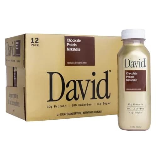 David Chocolate Protein Shake, 30g Protein, Ready to Drink, 12 fl oz | Rich Chocolate Flavor, Lactose Free, 12 Pack thumbnail 1