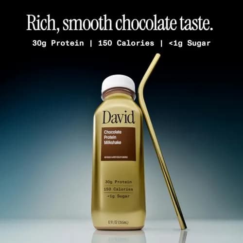David Chocolate Protein Shake, 30g Protein, Ready to Drink, 12 fl oz | Rich Chocolate Flavor, Lactose Free, 12 Pack thumbnail 3
