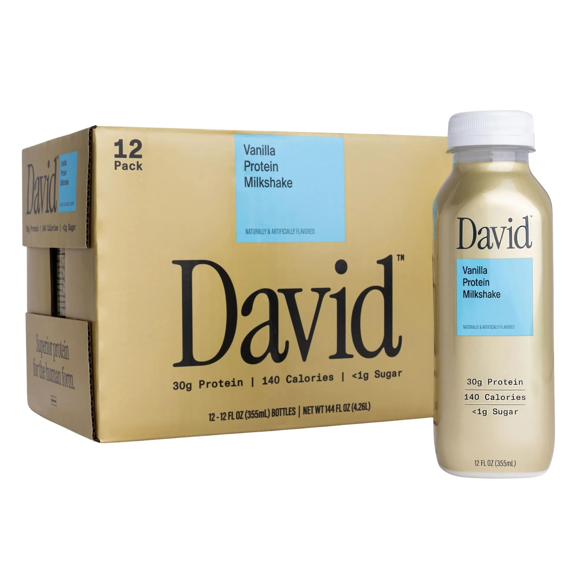 David Vanilla Protein Shake, 12 Fl Oz | 30g Protein, Lactose Free, Ready to Drink — Vanilla