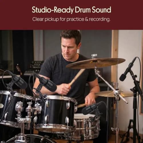 Pyle 7-Piece Drum Microphone Kit with Dynamic & Condenser Mics | Complete Studio & Live Setup (120 chars) thumbnail 5