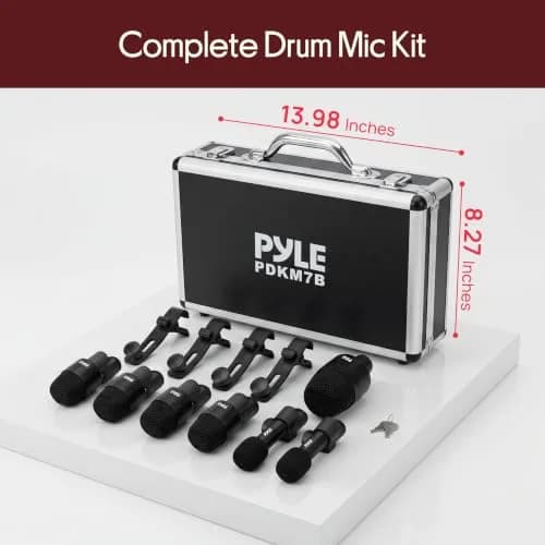 Pyle 7-Piece Drum Microphone Kit with Dynamic & Condenser Mics | Complete Studio & Live Setup (120 chars) thumbnail 8