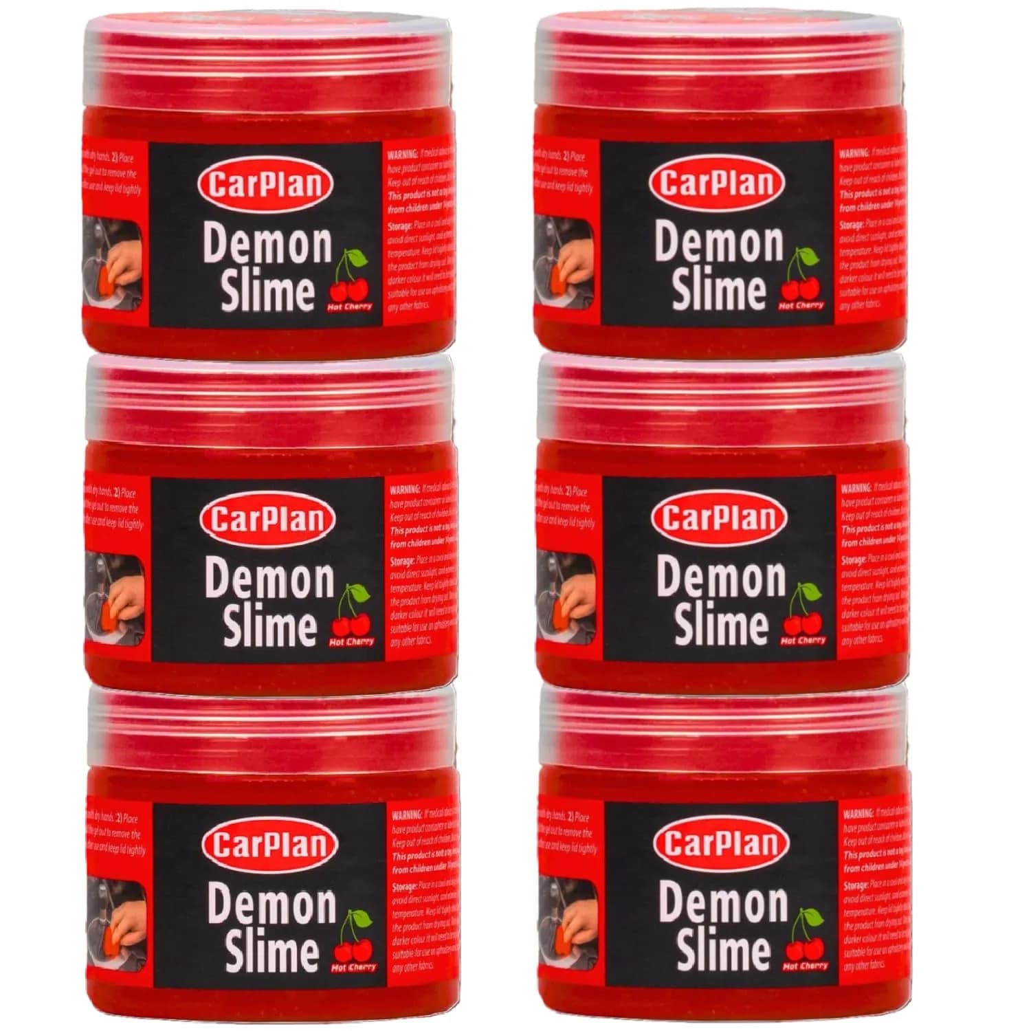 CarPlan Demon Slime Car Interior Cleaner Gel, 5.6 Oz (Pack of 6) | Residue-Free Dust & Dirt Removal — 5.6 Ounce