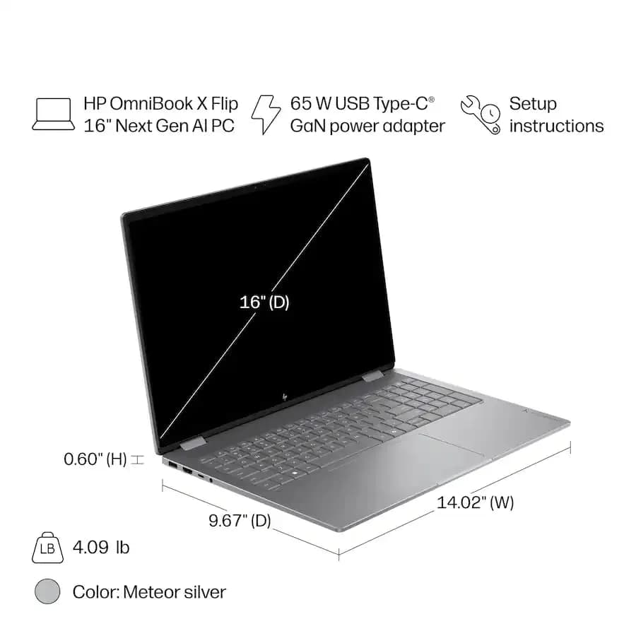 HP OmniBook X Flip 16 2-in-1 Laptop 16" OLED Touch | AMD Ryzen AI 5 430, 16GB RAM, 512GB SSD thumbnail 11
