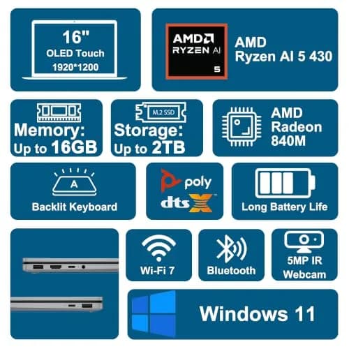 HP OmniBook X Flip 16 2-in-1 Laptop 16" OLED Touch | AMD Ryzen AI 5 430, 16GB RAM, 512GB SSD thumbnail 2