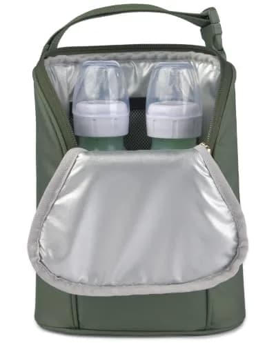 Skip Hop Insulated Bottle Bag Sage Holds 2 Bottles Includes Freezer Pack | Stroller-Friendly thumbnail 2