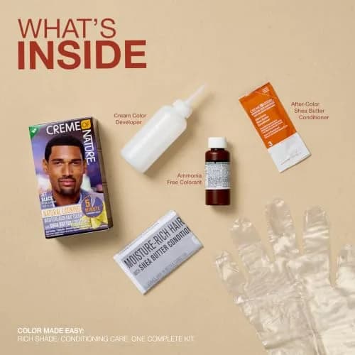 Creme of Nature Natural Looking Moisture-Rich Liquid Hair Color for Men Jet Black | Ammonia-Free Gray Coverage (1 Application Pack of 2) thumbnail 3