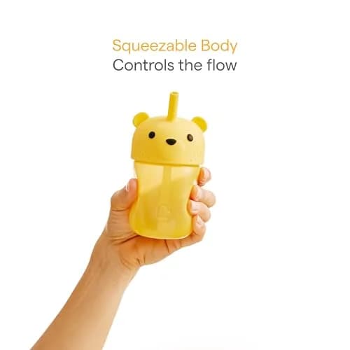 Munchkin Gentle Transition Honey Bear Straw Cup 255ml (9 Ounces) | BPA-Free Silicone for Babies 6+ Months thumbnail 3