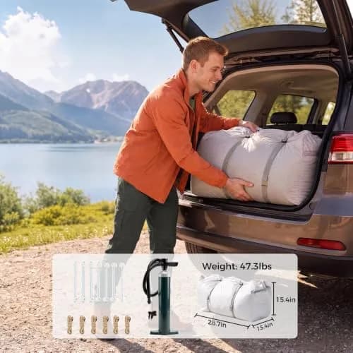 FICISOG Inflatable Tent 8-10 Person | Large Family Camping Shelter with Stove Jack thumbnail 8