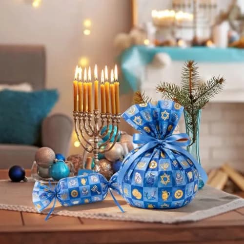 Boerni Hanukkah Tissue Paper with Blue Gold Menorahs 50 Sheets | Festive Gift Wrapping & Crafts thumbnail 4