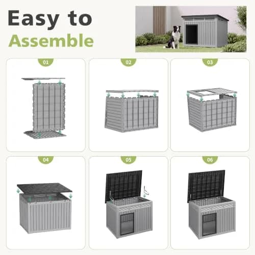 Fancyango Large Dog House 43"L x 33"W x 32"H Weatherproof & Easy Setup | XL Dog Shelter thumbnail 2