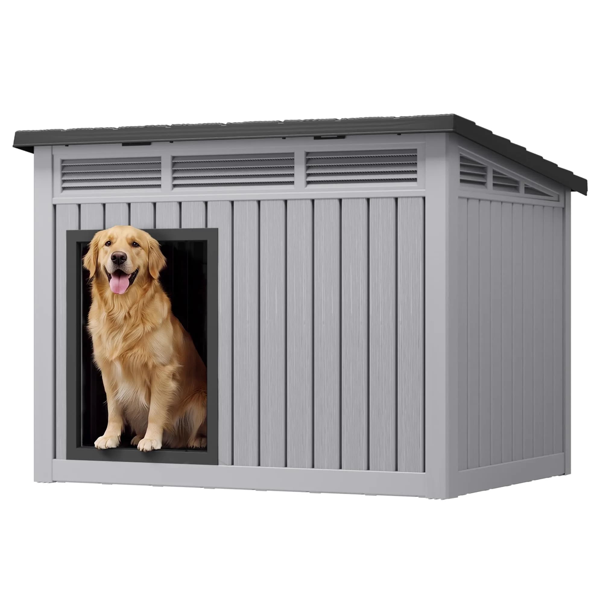 Fancyango Large Dog House 43"L x 33"W x 32"H Weatherproof & Easy Setup | XL Dog Shelter - main product image