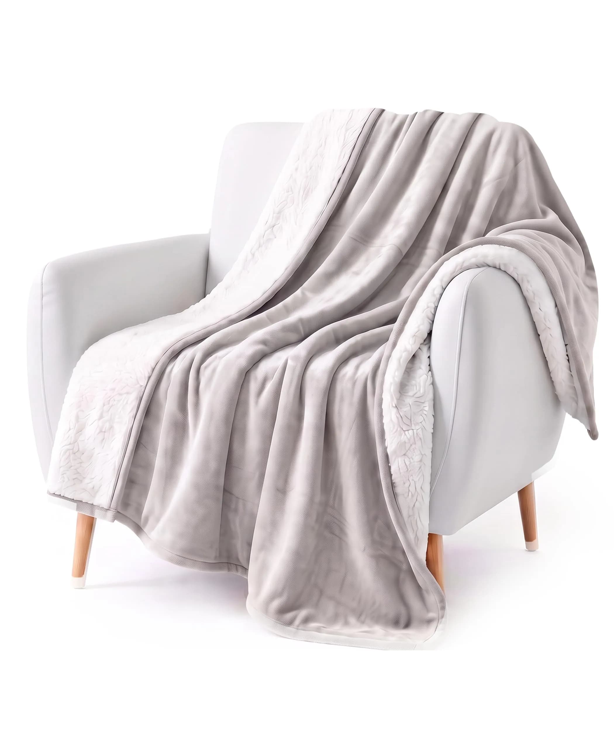 Dawhud Direct Cloud Sherpa Fleece Throw Blanket 50"x60" | Cozy Reversible Plush for Couch & Bed
