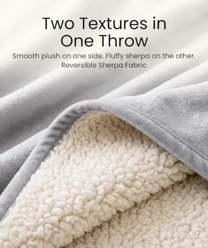 Dawhud Direct Cloud Sherpa Fleece Throw Blanket 50"x60" | Cozy Reversible Plush for Couch & Bed thumbnail 3