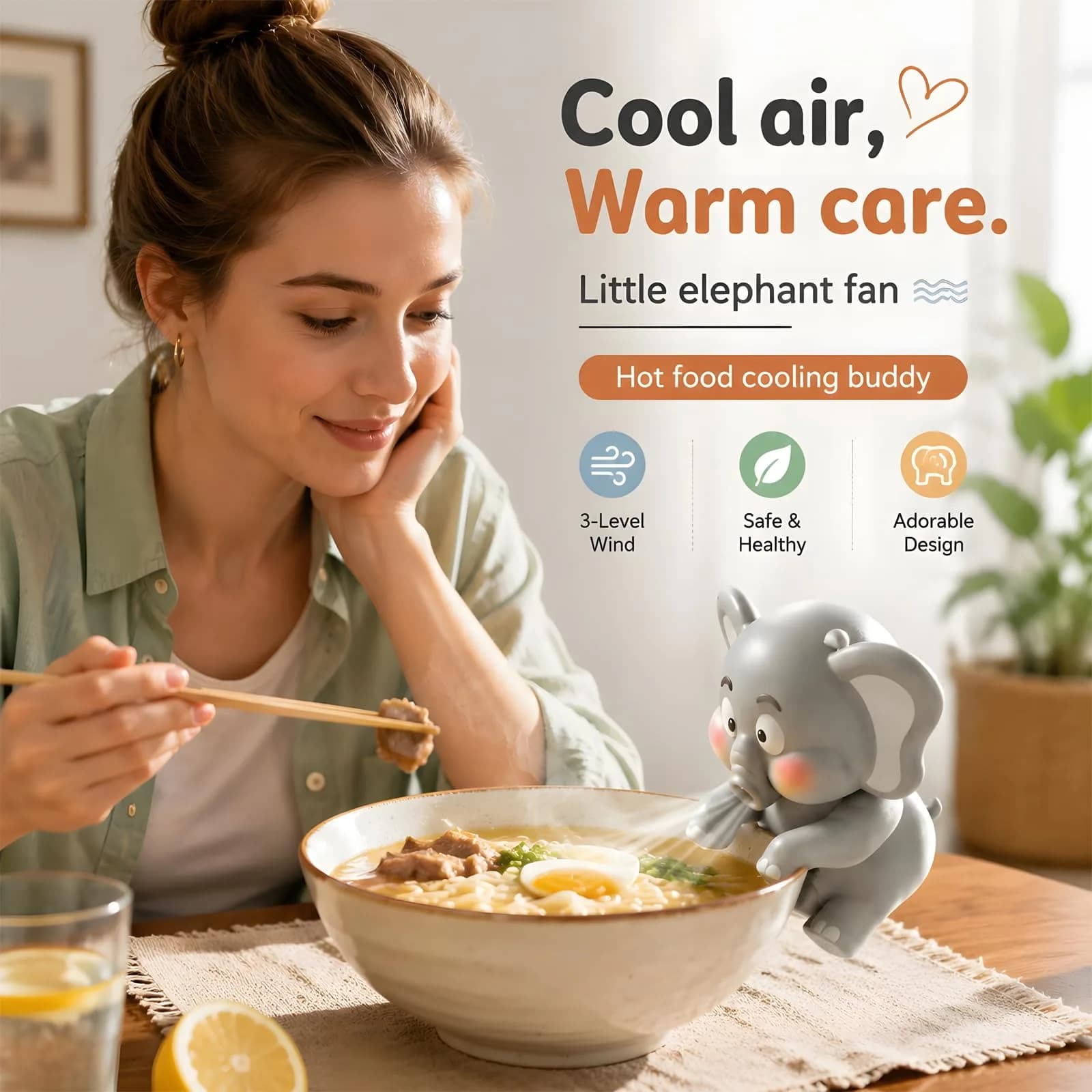 SEPSUMMER Mini Food Cooling Fan 2Pack Green Dinosaur | Cools Hot Meals Instantly - view 2
