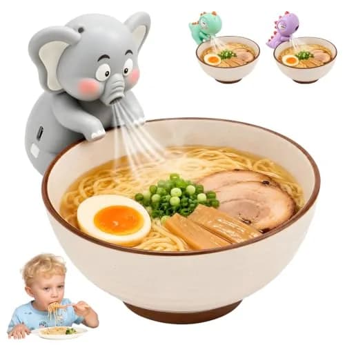 SEPSUMMER Mini Food Cooling Fan Portable Elephant Clip-on USB Rechargeable for Hot Meals 9 cm (3.54 in) thumbnail 1