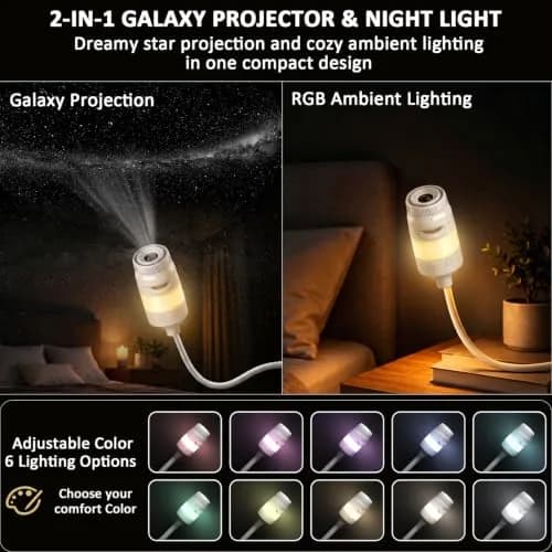 Ainael Galaxy Projector Night Light | HD Star Projection & RGB Night Light for Bedroom thumbnail 4