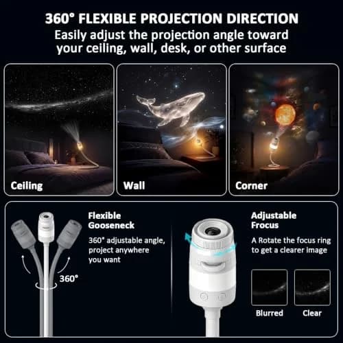 Ainael Galaxy Projector Night Light | HD Star Projection & RGB Night Light for Bedroom thumbnail 6