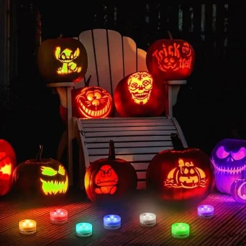 LUXJET Halloween Pumpkin Lights with Remote | Waterproof LED Tea Lights for Indoor & Outdoor Decor thumbnail 2