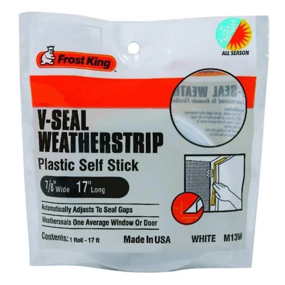 Frost King V-Seal Weather-strip White 204 ft (Pack of 12) | Seals Gaps, Blocks Drafts, Dust & Water — Pack of 12