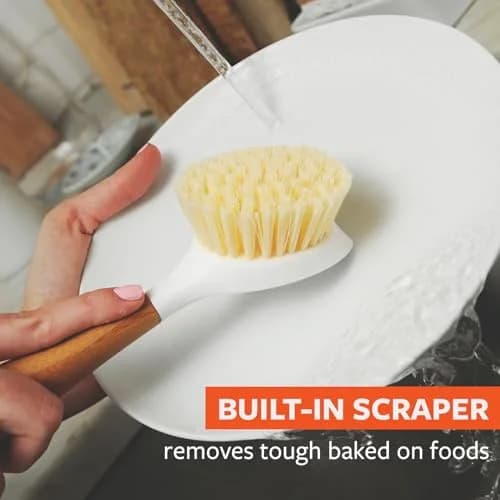 Full Circle Dish Brush Set with Scraper, 24-Pack | Eco-Friendly Bamboo Handle & Recycled Bristles thumbnail 5