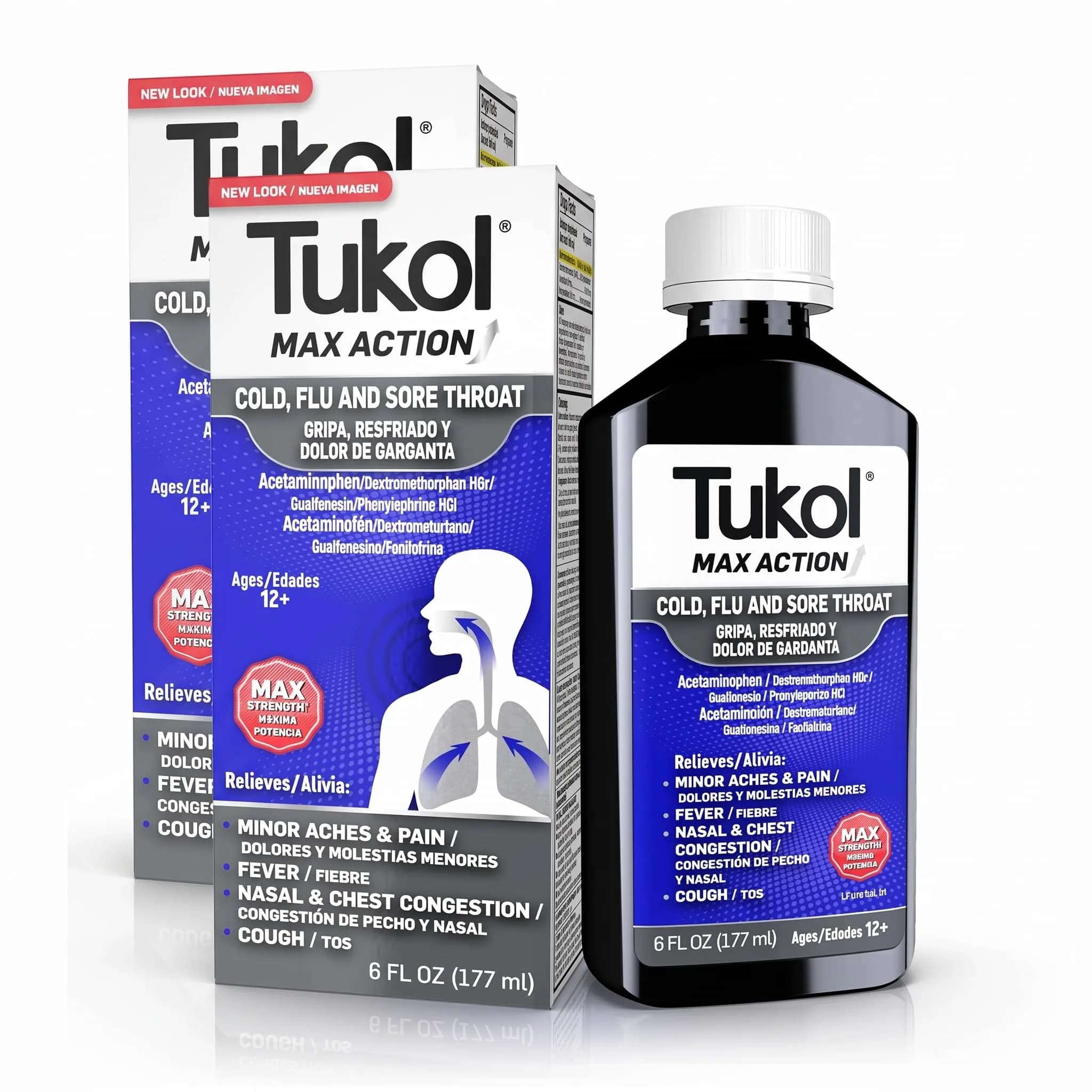 TUKOL Max Action Cold & Flu Medicine for Adults, 6 Fl Oz | Fast-Acting, Non-Drowsy Relief for Severe Symptoms — Cold and Flu Syrup 6 fl. oz