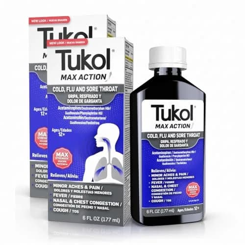 TUKOL Max Action Cold & Flu Medicine for Adults, 6 Fl Oz | Fast-Acting, Non-Drowsy Relief for Severe Symptoms thumbnail 1