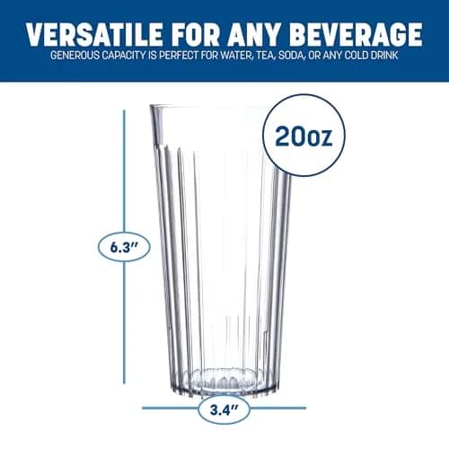 Carlisle FoodService Products Bistro Tumbler, Plastic Cups for Water or Drinks, 20 Oz | Durable, BPA-Free, Dishwasher Safe thumbnail 2