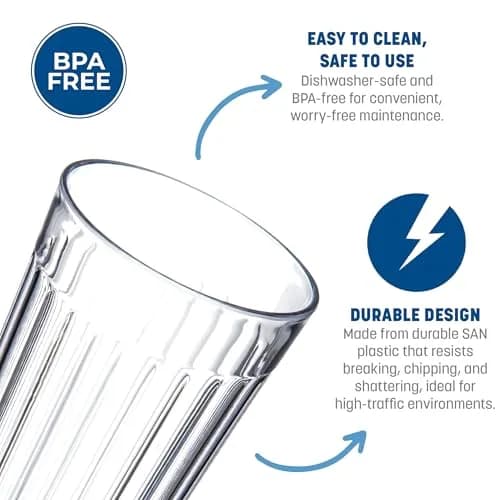 Carlisle FoodService Products Bistro Tumbler, Plastic Cups for Water or Drinks, 20 Oz | Durable, BPA-Free, Dishwasher Safe thumbnail 3