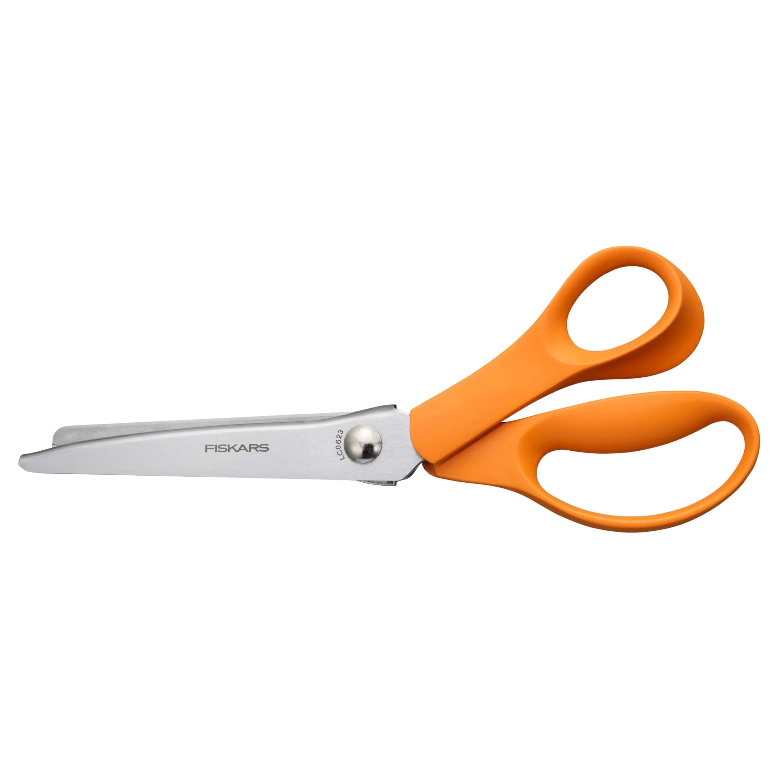 Fiskars 8" Orange-Handled Pinking Shears for Fabric Cutting & Sewing (Pack of 12) | Zigzag Edge, Stainless Steel Blades — Orange