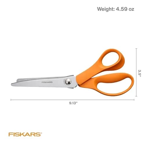 Fiskars 8" Orange-Handled Pinking Shears for Fabric Cutting & Sewing | Zigzag Edge, Stainless Steel Blades, Ergonomic Handle thumbnail 6