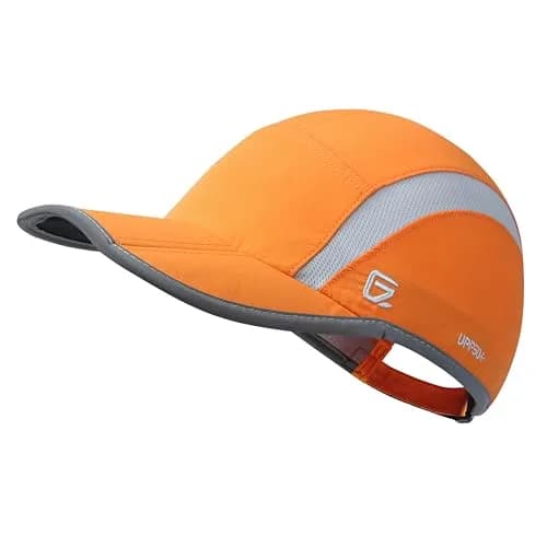 GADIEMKENSD Reflective Foldable Running Hat for Men Women, Orange XS/S | UPF50+ UV Protection, Quick Dry, Reflective Safety thumbnail 1