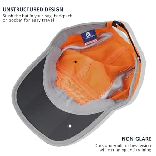 GADIEMKENSD Reflective Foldable Running Hat for Men Women, Orange XS/S | UPF50+ UV Protection, Quick Dry, Reflective Safety thumbnail 4