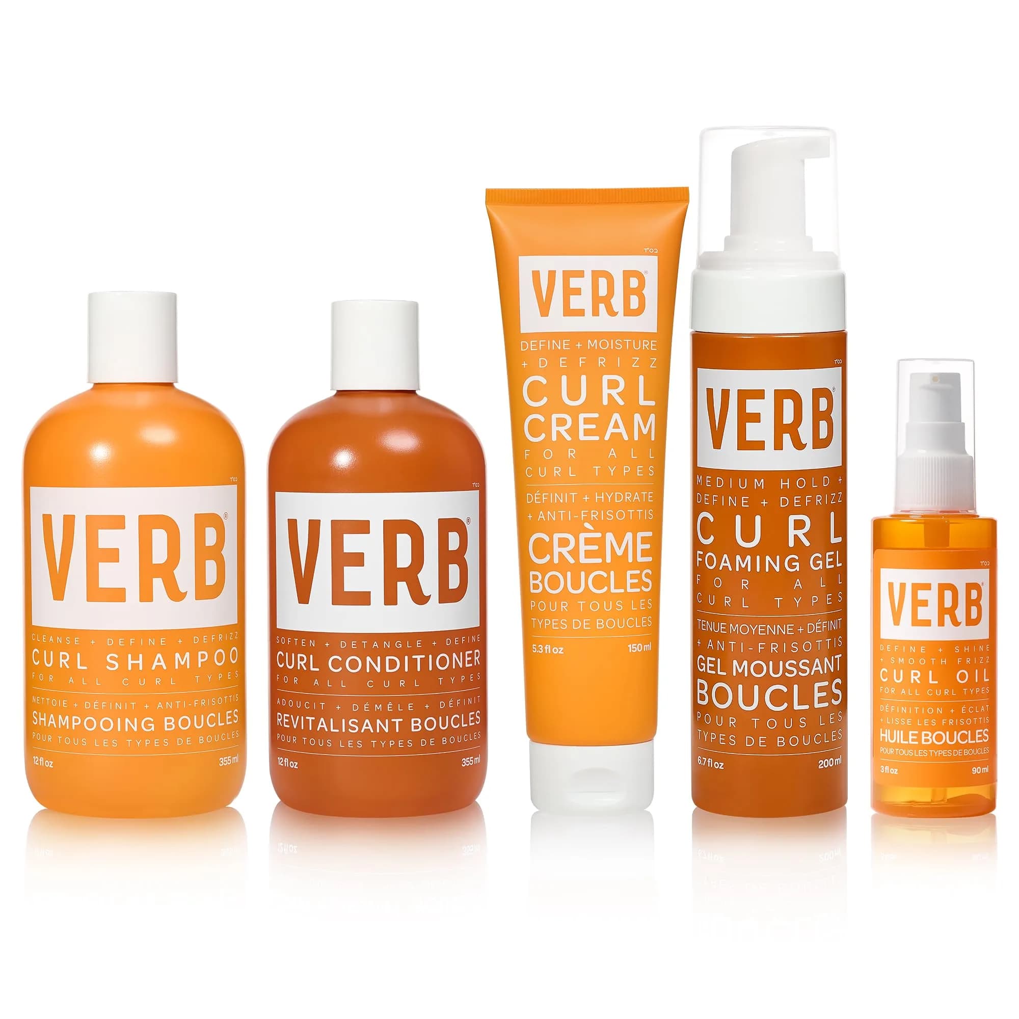 VERB Curl Routine Bundle: Cleanse + Moisturize + Frizz-Free Definition | Nourishing, Curl-Enhancing, All-Day Frizz Control — 39 Fl Oz