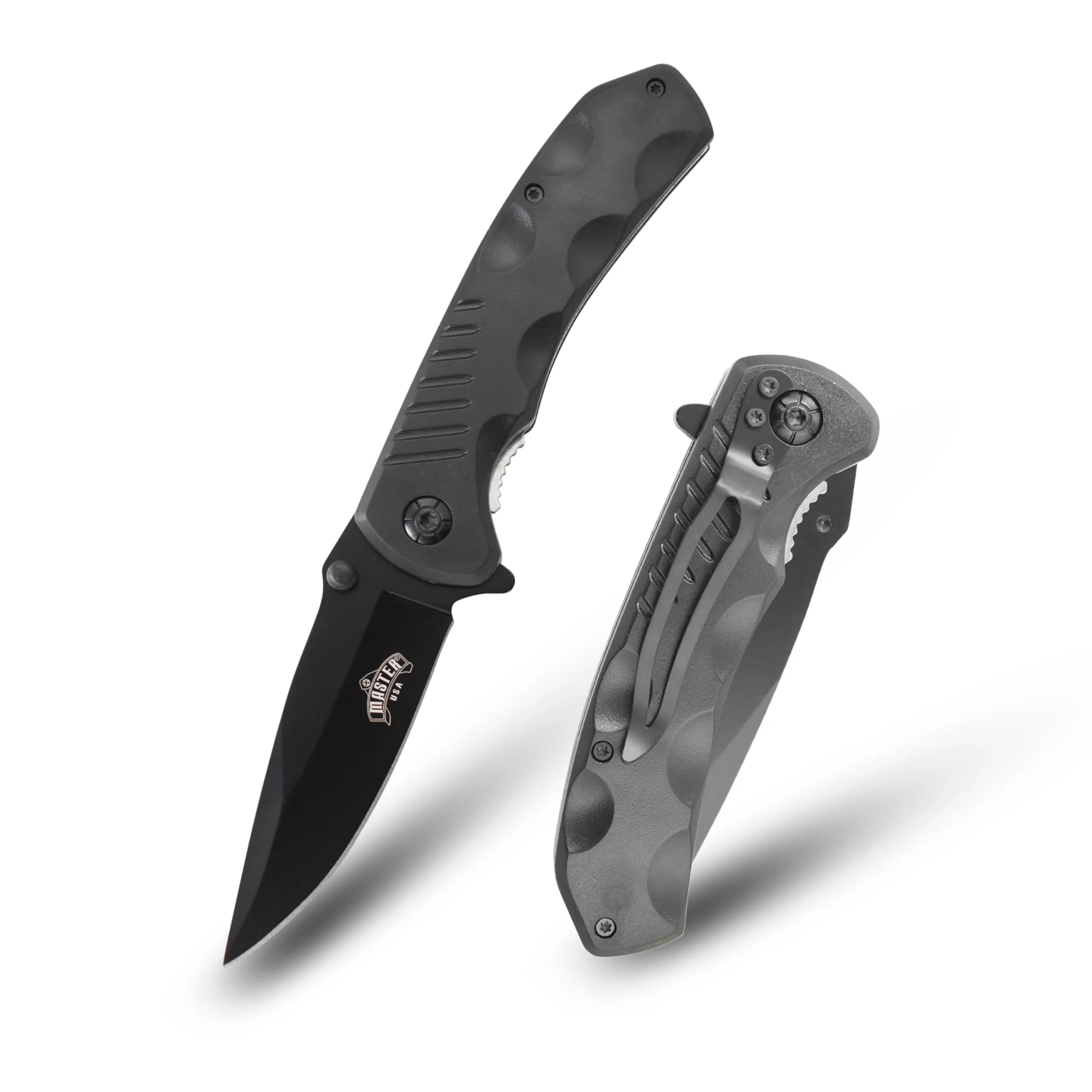 MASTER USA Folding Pocket Knife 7.75" | 3.25" Black 3CR13 Blade for Daily & Outdoor Use — Black