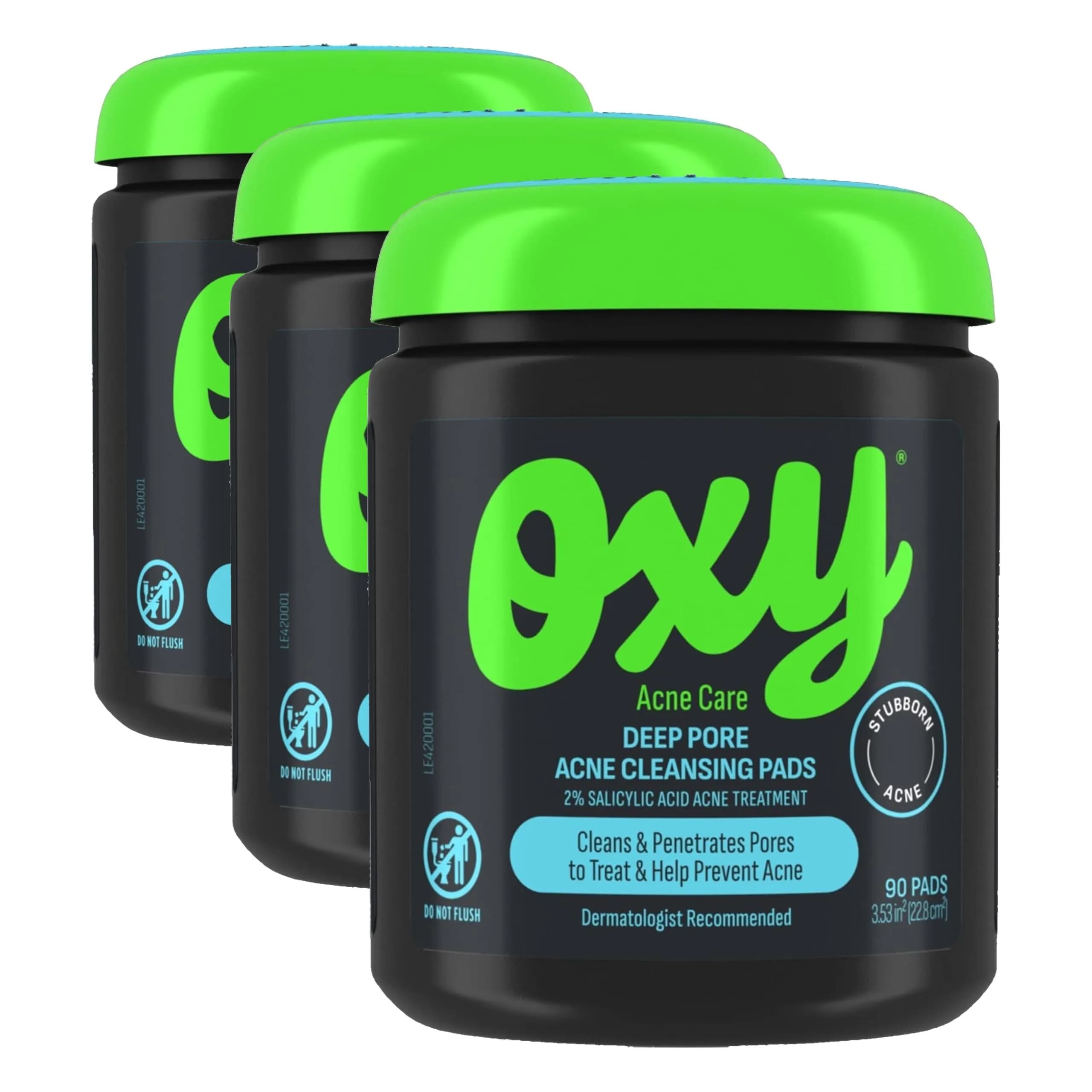 Oxy Deep Pore Acne Cleansing Pads Maximum Strength 2% Salicylic Acid 90 Count (Pack of 9) | Fights Stubborn Breakouts & Unclogs Pores — Pack of 9