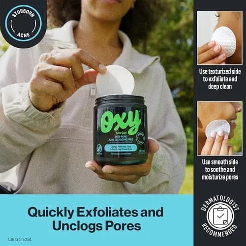 Oxy Deep Pore Acne Cleansing Pads Maximum Strength 2% Salicylic Acid 90 Count (Pack of 9) | Fights Stubborn Breakouts & Unclogs Pores thumbnail 4