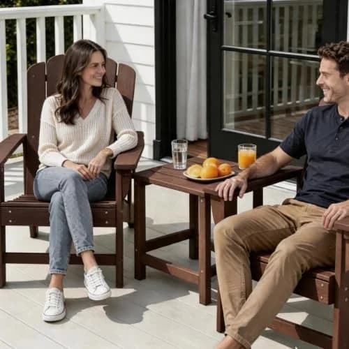 ACUEL HDPE Stackable Adirondack Chairs Set of 2 | All-Weather Durable Poly Lumber thumbnail 7
