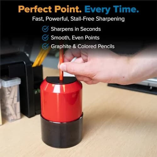 Bostitch Vertical Electric Pencil Sharpener, Standard & Jumbo, Red | Heavy-Duty Motor & 4X Longer Cutter Life thumbnail 4