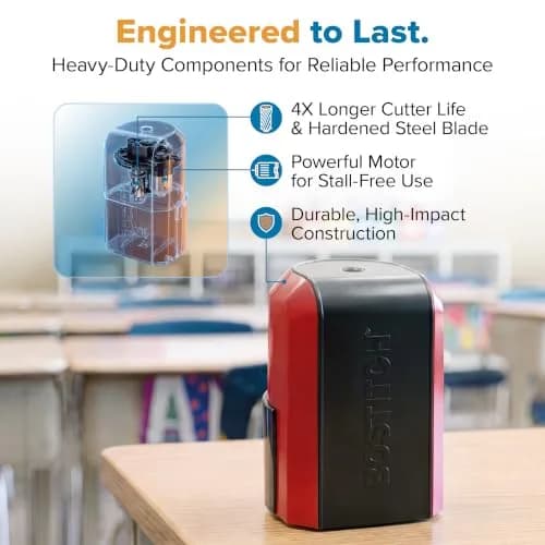 Bostitch Vertical Electric Pencil Sharpener, Standard & Jumbo, Red | Heavy-Duty Motor & 4X Longer Cutter Life thumbnail 5