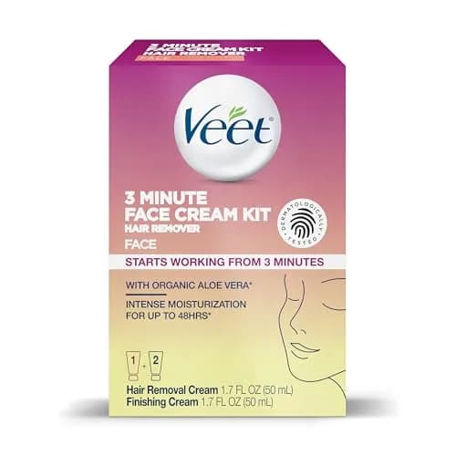 Veet 3 Minute Facial Hair Removal Cream for Women | Organic Aloe Vera, 2 Piece Kit, 3.4 Fl Oz (Pack of 6) thumbnail 9