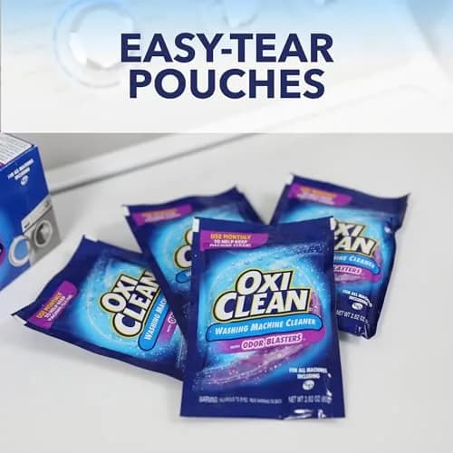 OxiClean Washing Machine Cleaner with Odor Blasters, 4 Count Pouches (Pack of 8) | Cleans Residues & Eliminates Odors thumbnail 3