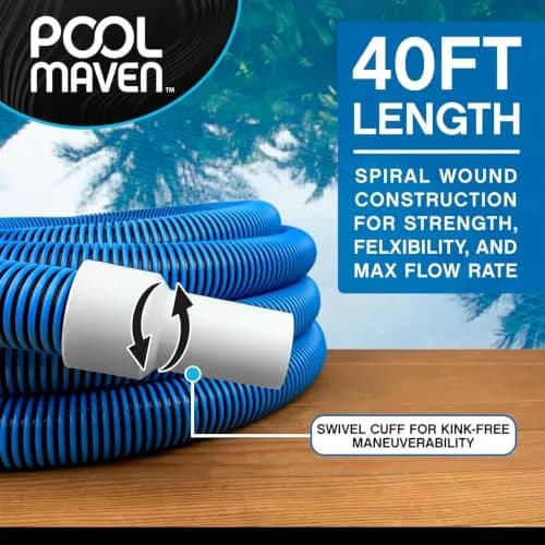 Poolmaven Manual Pool Vacuum Hose 40 ft | Made in USA, 1-1/2 in. Diameter, Flexible EVA, Dependable for Manual Pool Cleaning thumbnail 2