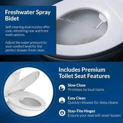 Bio Bidet BB300 Non-Electric Bidet Toilet Seat Elongated | Child Safety Lock, No Outlet Needed, Dual Nozzles, Easy DIY thumbnail 5