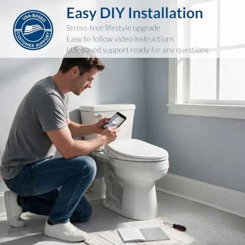 Bio Bidet BB300 Non-Electric Bidet Toilet Seat Elongated | Child Safety Lock, No Outlet Needed, Dual Nozzles, Easy DIY thumbnail 6