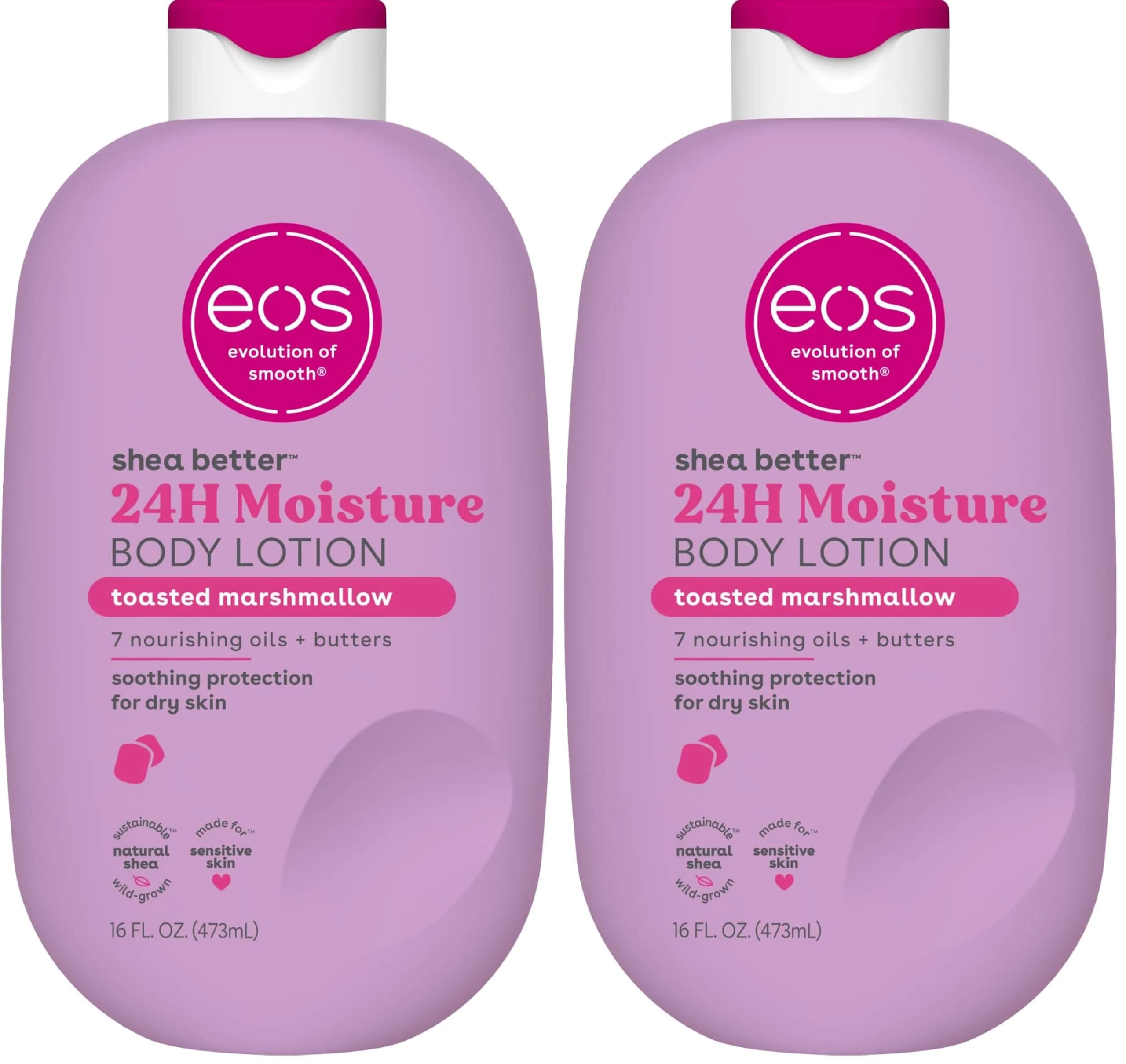 eos Shea Better 24H Moisture Body Lotion 16 fl oz (Pack of 2) | Toasted Marshmallow Scent, Deep Hydration - main product image