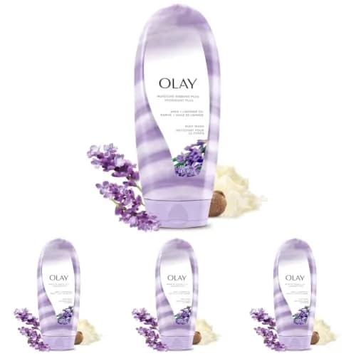 Olay Moisture Ribbons Plus Shea Butter & Lavender Oil Body Wash 18 Fl Oz (Pack of 4) | Indulgent Moisturizing Formula for All Skin Types thumbnail 1