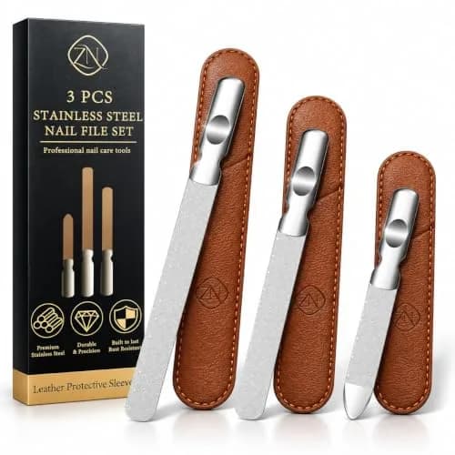 ZIZZON Metal Nail File Set | 3 Sizes, Double Sided, Individual Cases for Nail Care in India thumbnail 1