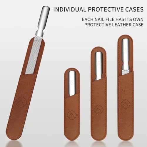 ZIZZON Metal Nail File Set | 3 Sizes, Double Sided, Individual Cases for Nail Care in India thumbnail 4