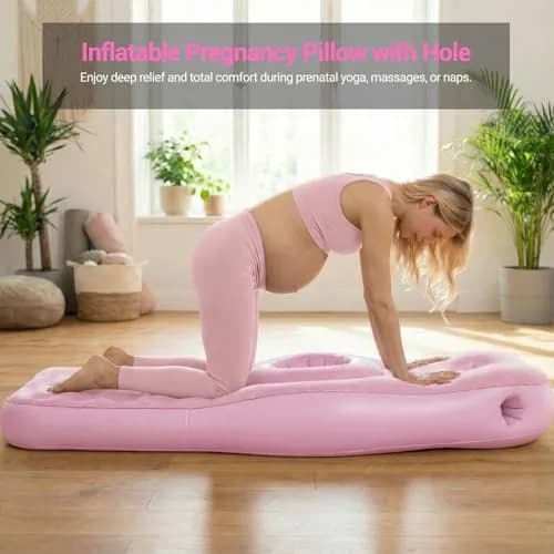 YATAOQINGJIE Inflatable Pregnancy Pillow with Belly & Head Hole | Prone Belly Support for Stomach Sleepers, 68.5" x 27.5" thumbnail 5
